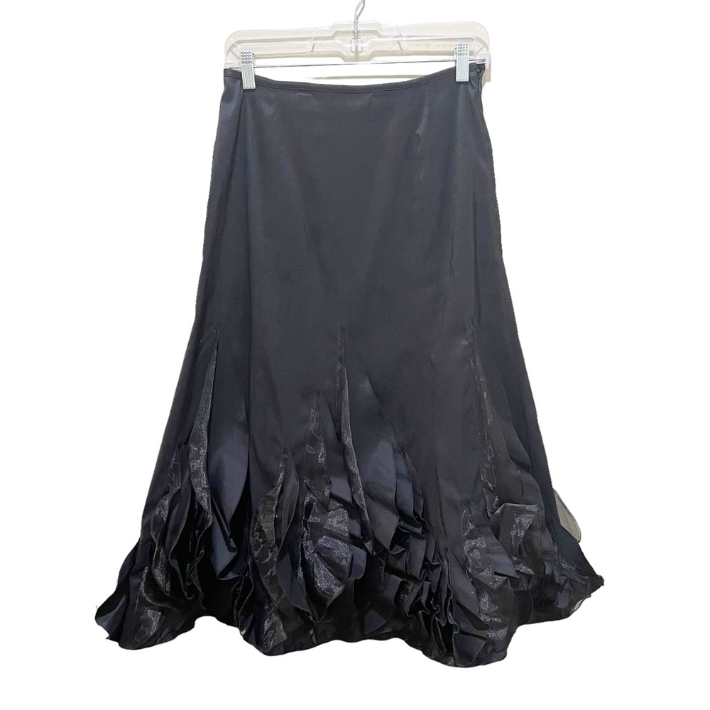 KM Collections by Milla Bell Ruffle Hem Midi Skirt Black Size 6